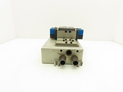 SMC VV825-04S-SUQW0 5-Station Pneumatic Manifold 4/2 Solenoid Valves 24V 1/2"npt