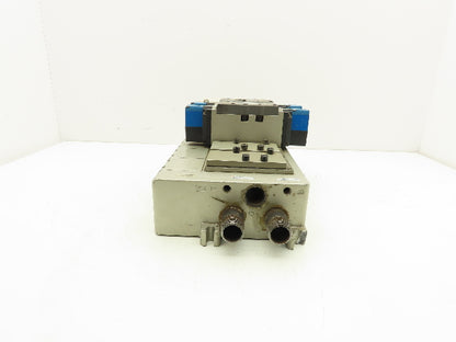 SMC VV825-04S-SUQW0 5-Station Pneumatic Manifold 4/2 Solenoid Valves 24V 1/2"npt