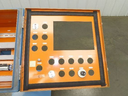 Sloped Top Pedestal Electrical Enclosure 420x420x240mm HMI 30° Caster Wheels