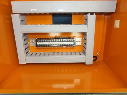 Sloped Top Pedestal Electrical Enclosure 420x420x240mm HMI 30° Caster Wheels