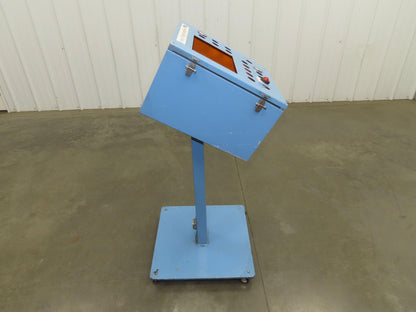 Sloped Top Pedestal Electrical Enclosure 420x420x240mm HMI 30° Caster Wheels