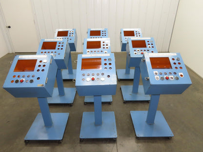 Sloped Top Pedestal Electrical Enclosure 420x420x240mm HMI 30° Caster Wheels