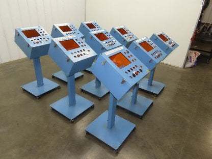 Sloped Top Pedestal Electrical Enclosure 420x420x240mm HMI 30° Caster Wheels