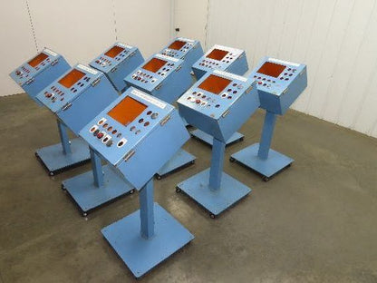 Sloped Top Pedestal Electrical Enclosure 420x420x240mm HMI 30° Caster Wheels