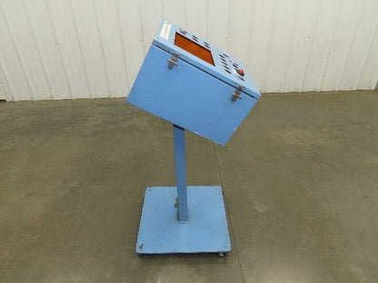 Sloped Top Pedestal Electrical Enclosure 420x420x240mm HMI 30° Caster Wheels