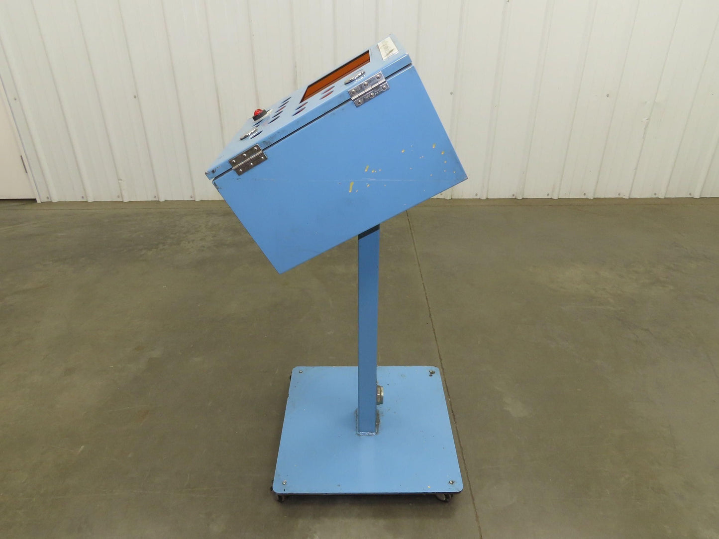 Sloped Top Pedestal Electrical Enclosure 420x420x240mm HMI 30° Caster Wheels