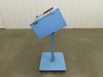 Sloped Top Pedestal Electrical Enclosure 420x420x240mm HMI 30° Caster Wheels