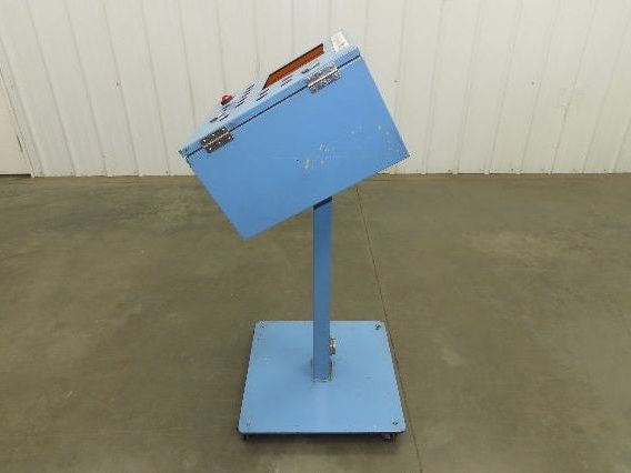 Sloped Top Pedestal Electrical Enclosure 420x420x240mm HMI 30° Caster Wheels