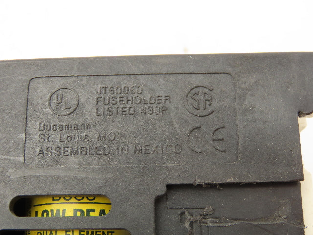 Buss JT60060 DIN Mountable Holder 35-60A Dual Element Time Delay Fuses Lot of 12