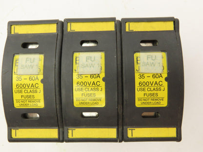Buss JT60060 DIN Mountable Holder 35-60A Dual Element Time Delay Fuses Lot of 12
