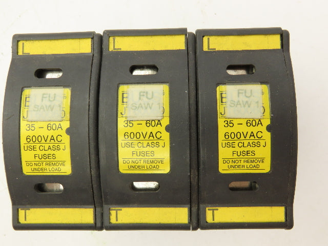 Buss JT60060 DIN Mountable Holder 35-60A Dual Element Time Delay Fuses Lot of 12