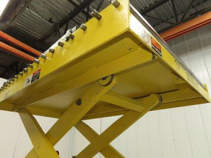 1000LB Scissor Lift Table 64" Travel 38x60" Gravity Roller Conveyor Top 3Ph