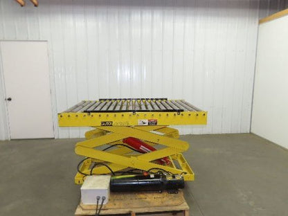 1000LB Scissor Lift Table 64" Travel 38x60" Gravity Roller Conveyor Top 3Ph