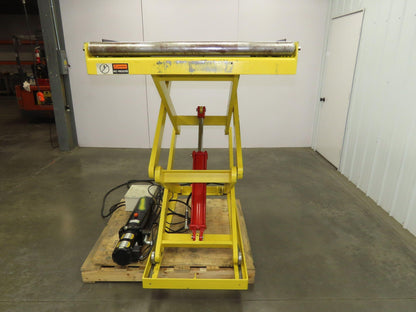 1000LB Scissor Lift Table 64" Travel 38x60" Gravity Roller Conveyor Top 3Ph