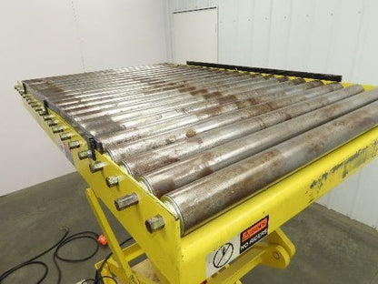 1000LB Scissor Lift Table 64" Travel 38x60" Gravity Roller Conveyor Top 3Ph