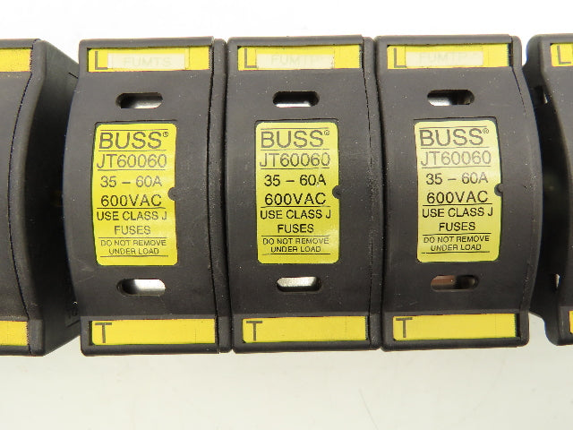 Buss JT60060 DIN Mountable Holder 35-60A Dual Element Time Delay Fuses Lot of 9