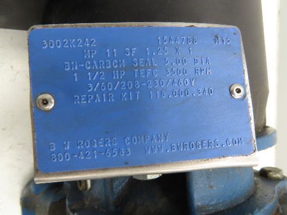 Scot MP 11 SF Cast Iron Centrifugal Pump 1.25x 1" NPT 1.5Hp 460V 3PH 56J