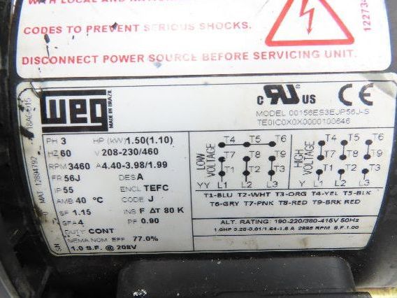 Scot MP 11 SF Cast Iron Centrifugal Pump 1.25x 1" NPT 1.5Hp 460V 3PH 56J