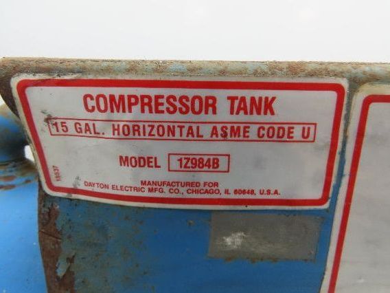 Dayton 1Z984B Compressed Air Receiver Tank 15 Gal 200 PSI Horizontal