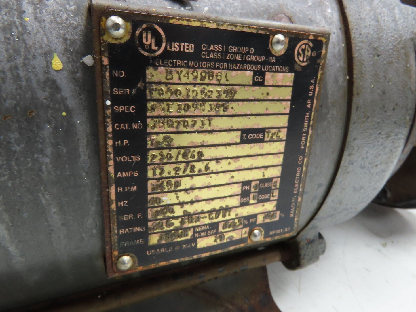 Baldor Cast Iron Centrifugal Pump 1.5x2" 7.5Hp 460V 3PH 184JM Explosion Proof