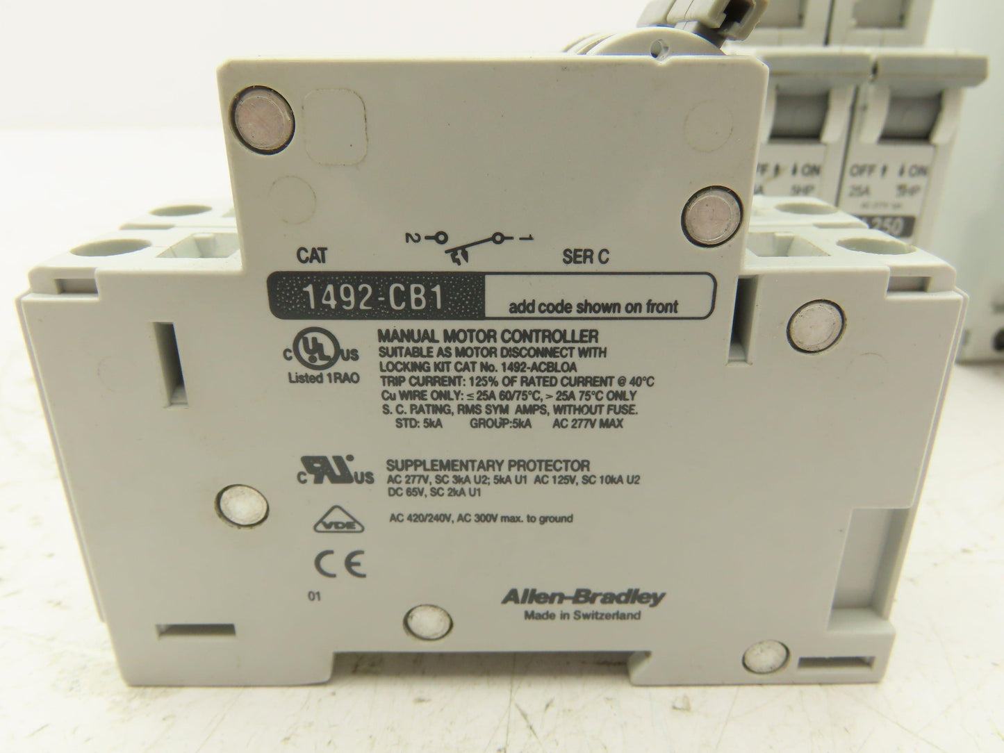 Allen Bradley 1492-CB1 H250 Manual Motor Controller Breaker 25A 5HP Lot of 12