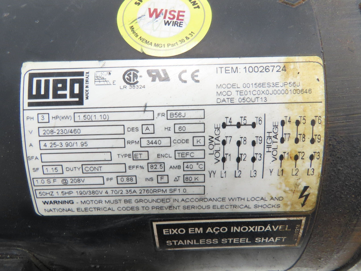 Scot 1211 Cast Iron Centrifugal Pump 1.25x 1" NPT 1.5Hp 460V 3PH 56J