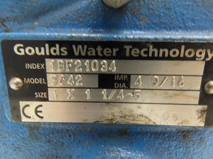 Goulds 3642 1BF21034 Cast Iron Centrifugal Pump 1.25x 1" NPT 1Hp 460V 3PH 56J