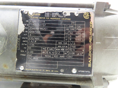 Baldor IDXM7006 AC Motor 1/2Hp 1735rpm 230/460V 3PH 56C-Face Explosion Proof