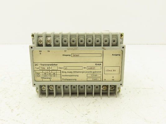 Knick 7206-A1 DC Isolation Amplifier 110VAC to 10VDC