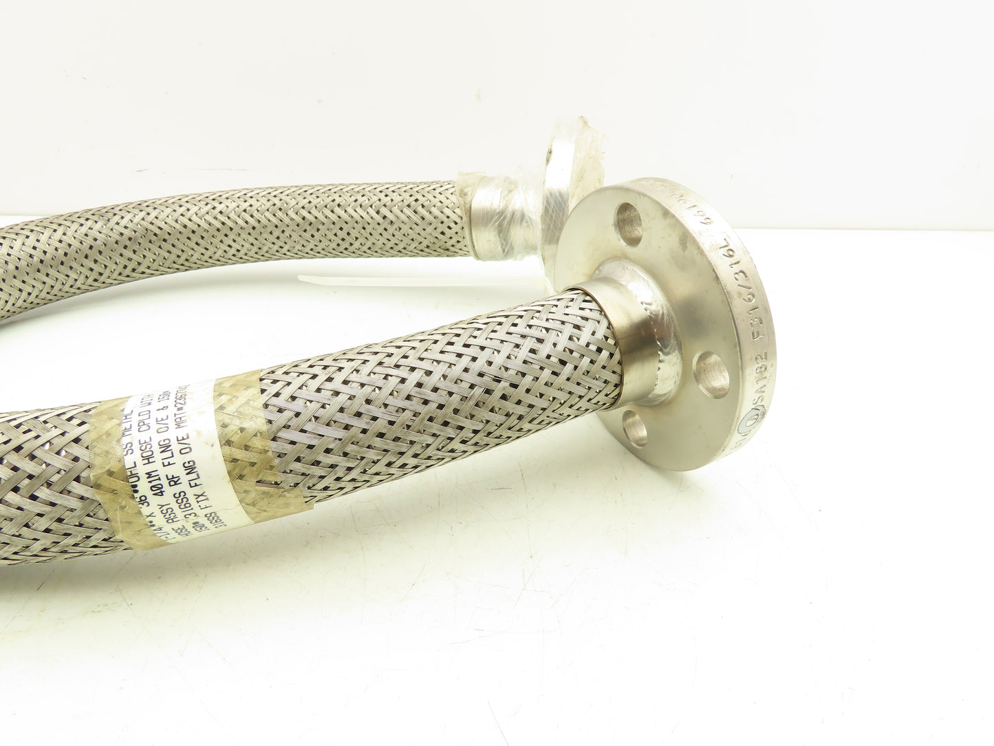 Viraj 1-1/4" x 36" 316L Stainless Steel Braided Flex Hose Flanged Ends 150lb