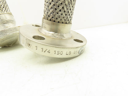 Viraj 1-1/4" x 36" 316L Stainless Steel Braided Flex Hose Flanged Ends 150lb