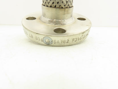 Viraj 1-1/4" x 36" 316L Stainless Steel Braided Flex Hose Flanged Ends 150lb