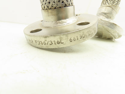 Viraj 1-1/4" x 36" 316L Stainless Steel Braided Flex Hose Flanged Ends 150lb