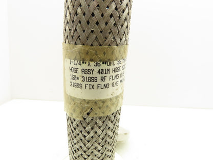 Viraj 1-1/4" x 36" 316L Stainless Steel Braided Flex Hose Flanged Ends 150lb