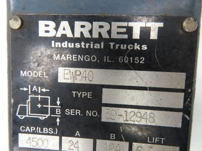 Barrett EWP40 24V Electric Pallet Jack Lift Control Handle Assembly 36"