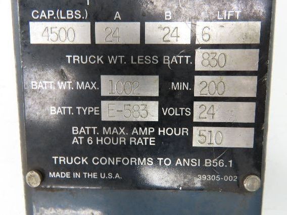 Barrett EWP40 24V Electric Pallet Jack Lift Control Handle Assembly 36"