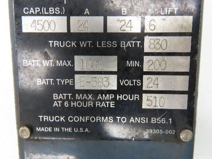 Barrett EWP40 24V Electric Pallet Jack Lift Control Handle Assembly 36"