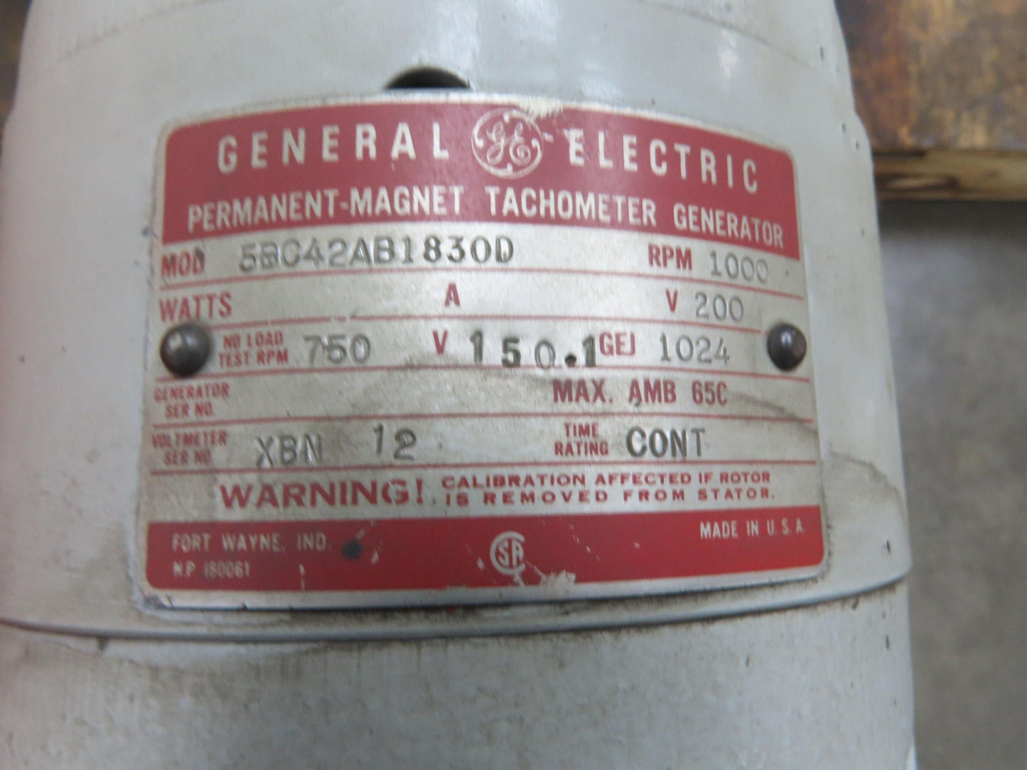 General Electric Direct Current 50Hp DC Motor 250RPM 125VDC 1156Y Fr Tachometer
