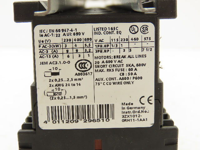 Siemens 3RT1016-2BB42 Contactor 24VDC Coil 9A 400VAC 4kW 3Pole Lot Of 9