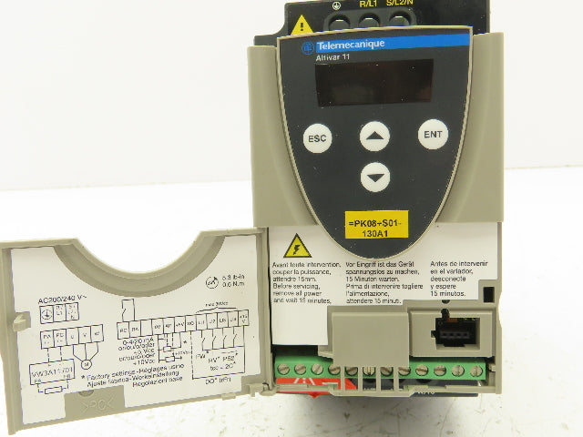 Telemecanique ATV11HU12M2E Altivar 11 AC Drive VFD 0.55kva 1/2Hp 1Ph 240V Input