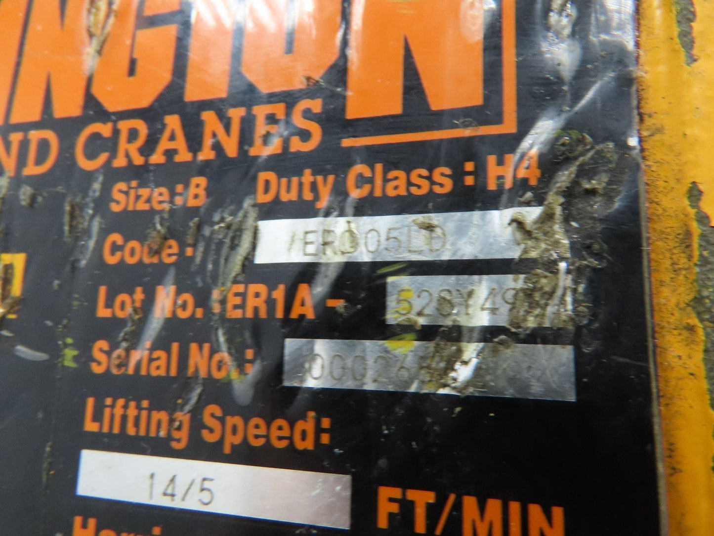 Harrington NER005LD 1/2 Ton Electrc Chain Hoist 14/5 FPM 2 Speed 9' Lift 3PH