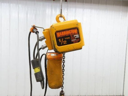 Harrington NER005LD 1/2 Ton Electrc Chain Hoist 14/5 FPM 2 Speed 9' Lift 3PH