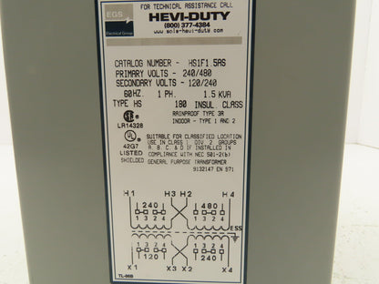 Hevi Duty HS1F1.5AS Stepdown Transformer 1.5Kva 1PH 240/480V - 120/240V