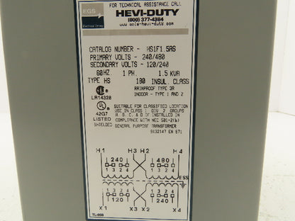 Hevi Duty HS1F1.5AS Stepdown Transformer 1.5Kva 1PH 240/480V - 120/240V