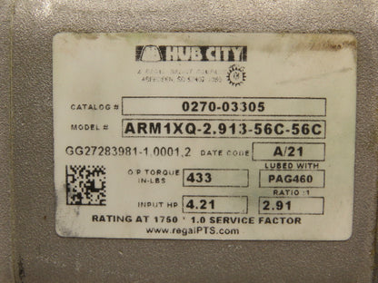Hub City ARM1XQ-2.913-56C-56C Helical Ratio Multiplier 2.9:1 Parallel Reducer
