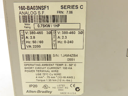 Allen Bradley Speed Controller 380-460V 2.8A 1HP Ser.C Lot of 3