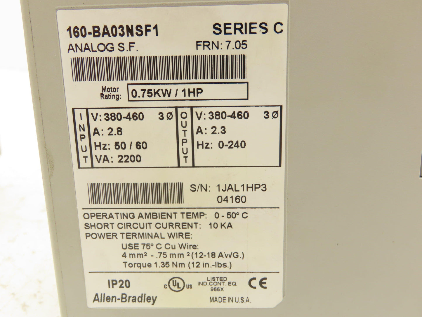 Allen Bradley Speed Controller 380-460V 2.8A 1HP Ser.C Lot of 3