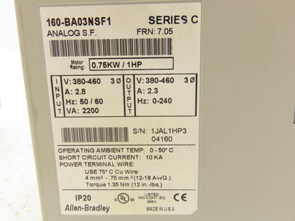 Allen Bradley Speed Controller 380-460V 2.8A 1HP Ser.C Lot of 3