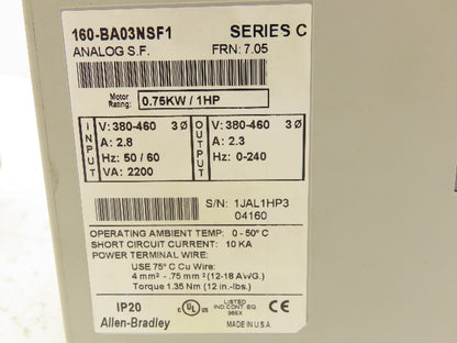 Allen Bradley Speed Controller 380-460V 2.8A 1HP Ser.C Lot of 3