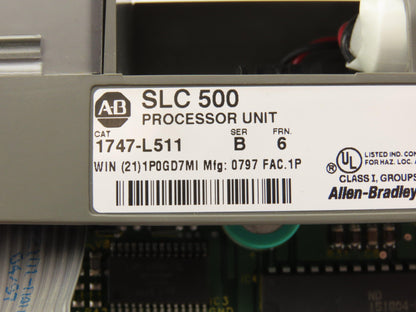 Allen Bradley 1747-L511 SLC 500 SLC 5/01 CPU Processor Controller Ser B Rev 6